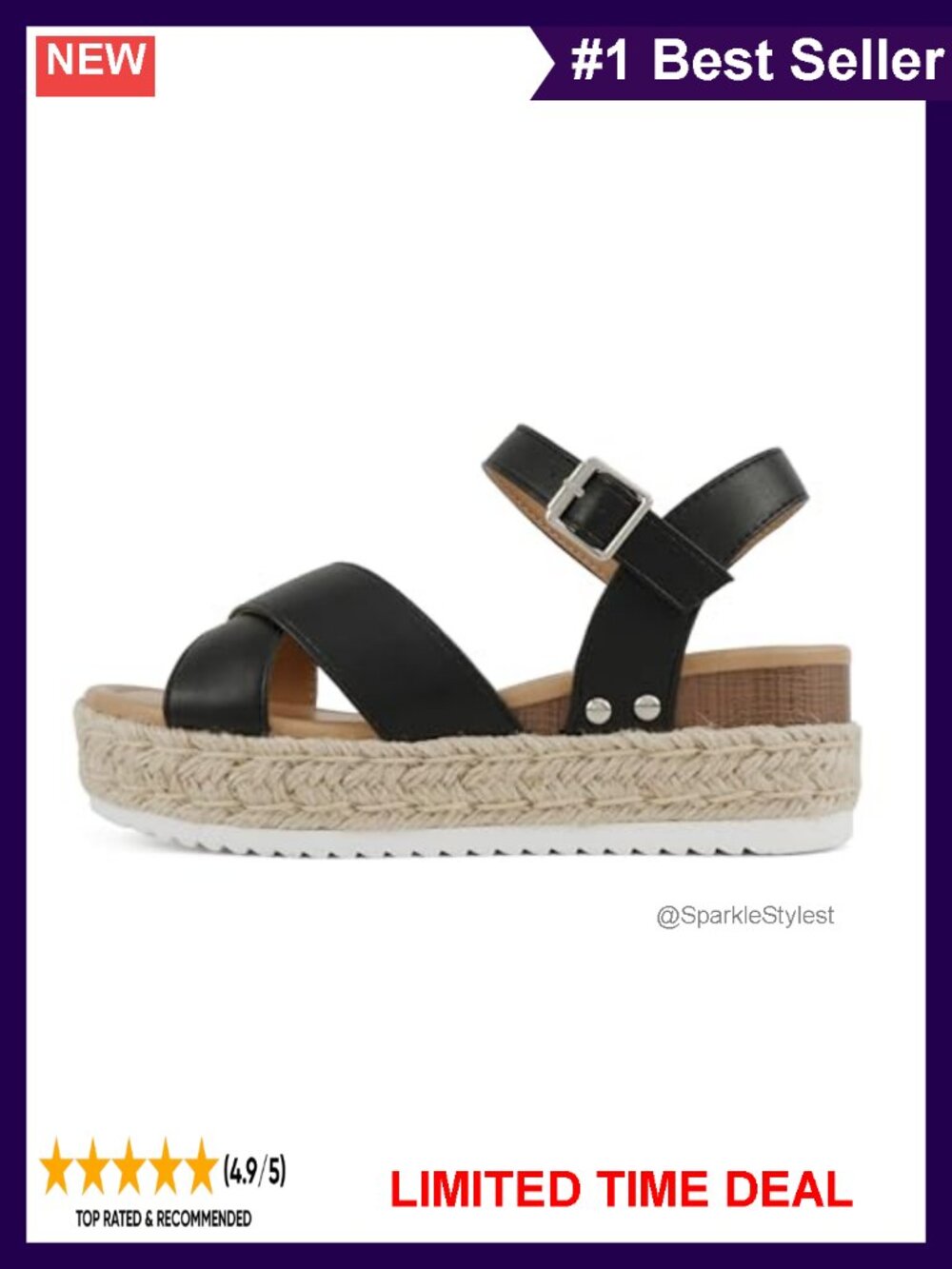 Women Crisscross Band Platform Espadrille Wedge Sandal Adjustable Ankle Strap